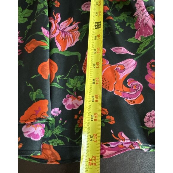 Zara Woman Black Floral Wrap Dress With Vibrant Pink & Orange Flowers Size M - Picture 6 of 7